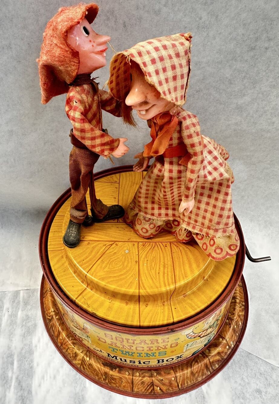 Vintage Mattel Square Bob Routledge Dancing Twins Wind Up Toy -not Working